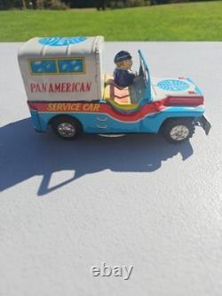 Vintage Pan Am Service Car Tin Litho Friction Toy Jeep Japan 5.75 Y Mark Rare