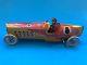 Vintage Penny Tin Toy Race Car Driver. Made By INGAP. Italy. 1920s. Windup Wks