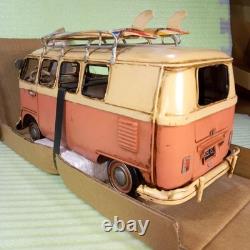Vintage Pink Tin Toy Van, Retro Car Collectible, Nostalgic Decor