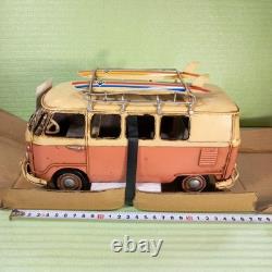 Vintage Pink Tin Toy Van, Retro Car Collectible, Nostalgic Decor