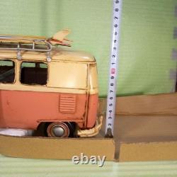 Vintage Pink Tin Toy Van, Retro Car Collectible, Nostalgic Decor