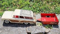 Vintage Pressed Steel Custom Buddy L Station Wagon & Teepee Camper