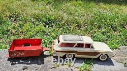 Vintage Pressed Steel Custom Buddy L Station Wagon & Teepee Camper