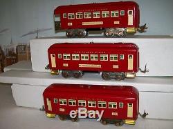 Vintage Prewar Lionel O Gauge Red Passenger Car Set 605 & 605 & 606