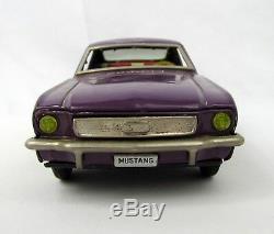 Vintage Purple Ford Mustang Fastback Japan ATC Asahi Friction Metal Tin Toy Car