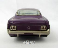Vintage Purple Ford Mustang Fastback Japan ATC Asahi Friction Metal Tin Toy Car