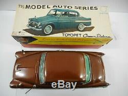 Vintage Rare Bandai Tin Toyopet Crown Deluxe Car #725 Boxed. Japan