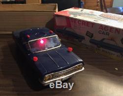 Vintage Rare Chevrolet Unmarked Secret Agents Tin Litho Car Boxed Made In Japan