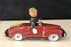 Vintage Red Occupied Japan Tin Convertible Signal Car Celluloid Head Wind Up Toy