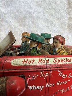 Vintage Remote Line Mar Toys Tin Toy Car College Hot Rod Special Jalopy