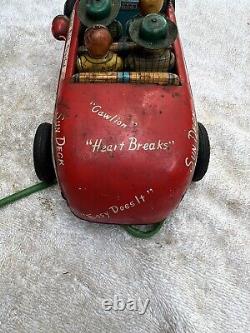 Vintage Remote Line Mar Toys Tin Toy Car College Hot Rod Special Jalopy