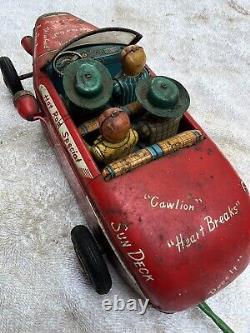 Vintage Remote Line Mar Toys Tin Toy Car College Hot Rod Special Jalopy