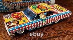 Vintage Rico Spain COCHE MUSICAL CIRCUS Tin Bat/Op Car + Box Works