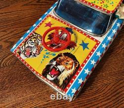 Vintage Rico Spain COCHE MUSICAL CIRCUS Tin Bat/Op Car + Box Works