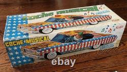 Vintage Rico Spain COCHE MUSICAL CIRCUS Tin Bat/Op Car + Box Works