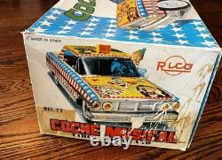 Vintage Rico Spain COCHE MUSICAL CIRCUS Tin Bat/Op Car + Box Works
