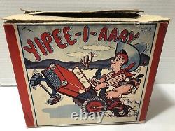Vintage Rodeo Joe Tin Litho Wind Up Toy Car & Original Box Made in England 1930