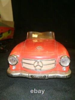 Vintage Schuco 2095 Mercedes Benz Fernlenk Wind Up Tinplate Toy Car Germany Box