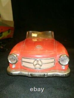 Vintage Schuco 2095 Mercedes-benz Tinplate Toy Car Box Wind Up Fernlenk Germany