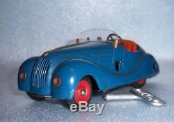 Vintage Schuco Examico 4001 Windup Metal Car Blue Original Works W. Germany 1930