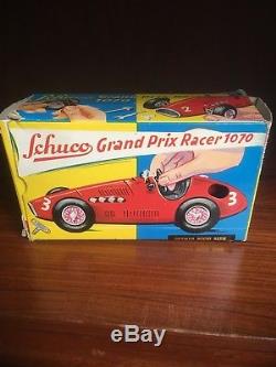 Vintage Schuco Grand Prix Racer Car 1070 Tin Metal German Wind-Up Toy in Box