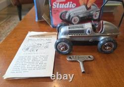 Vintage Schuco Studio 1050 Mercedes Grand Prix Wind Up Tin Toy Car Box Tools etc