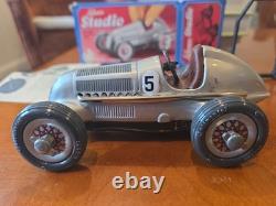 Vintage Schuco Studio 1050 Mercedes Grand Prix Wind Up Tin Toy Car Box Tools etc