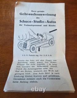 Vintage Schuco Studio 1050 Mercedes Grand Prix Wind Up Tin Toy Car Box Tools etc
