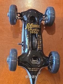 Vintage Schuco Studio 1050 Mercedes Grand Prix Wind Up Tin Toy Car Box Tools etc