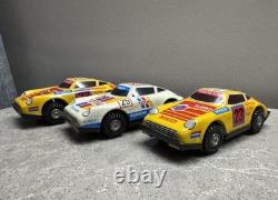Vintage Set Of 3 Tin Toys Porsche Cars Sport Toy Tin Toy Cars