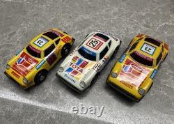 Vintage Set Of 3 Tin Toys Porsche Cars Sport Toy Tin Toy Cars