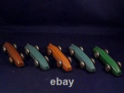 Vintage Shop Box of 10 Tin race car Penny Toys, Bluebird, Golden Arrow Wells