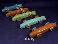 Vintage Shop Box of 10 Tin race car Penny Toys, Bluebird, Golden Arrow Wells