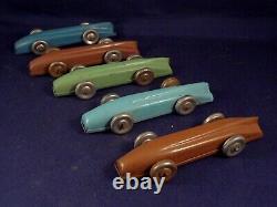 Vintage Shop Box of 10 Tin race car Penny Toys, Bluebird, Golden Arrow Wells