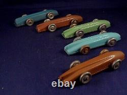 Vintage Shop Box of 10 Tin race car Penny Toys, Bluebird, Golden Arrow Wells