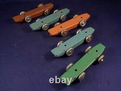 Vintage Shop Box of 10 Tin race car Penny Toys, Bluebird, Golden Arrow Wells