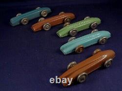 Vintage Shop Box of 10 Tin race car Penny Toys, Bluebird, Golden Arrow Wells