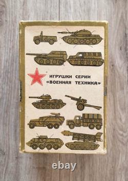 Vintage Soviet Metal Children Toy Military Tank T-54, Amphibia, SAU, Armored car