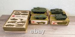Vintage Soviet Metal Children Toy Military Tank T-54, Amphibia, SAU, Armored car