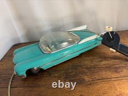Vintage Soviet USSR Metal Toy Car Teal Green Cadillac-Style 11.5 Working