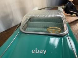 Vintage Soviet USSR Metal Toy Car Teal Green Cadillac-Style 11.5 Working