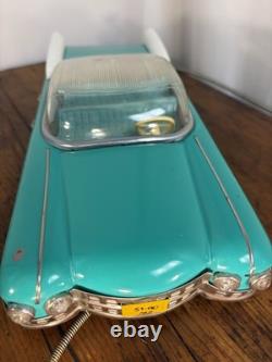 Vintage Soviet USSR Metal Toy Car Teal Green Cadillac-Style 11.5 Working