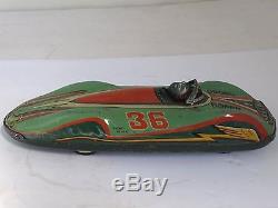 Vintage Space Race Car No. 36 Tin Litho Friction Modern Toys
