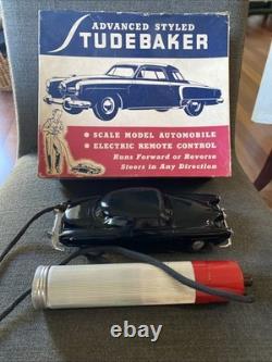 Vintage Studebaker BO Remote Control Toy Car In Box USA Aluminum Model