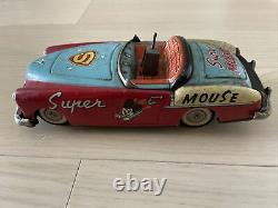 Vintage Super Mouse Tin Toy Mighty Mouse X-5 Mga Convertible Car Ichiko Japan