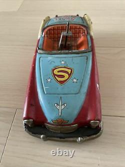 Vintage Super Mouse Tin Toy Mighty Mouse X-5 Mga Convertible Car Ichiko Japan