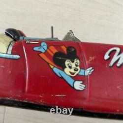 Vintage Super Mouse Tin Toy Mighty Mouse X-5 Mga Convertible Car Ichiko Japan