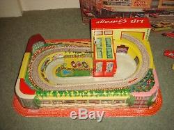 Vintage TECHNOFIX Nr. 308 Lift Garage Tinplate Toy with 3 Cars Nr Mint 1960's