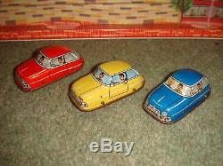 Vintage TECHNOFIX Nr. 308 Lift Garage Tinplate Toy with 3 Cars Nr Mint 1960's