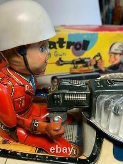 Vintage TINPLATE Police Patrol Car Nomura TN Toys Battery Op 1960s Japan + BOX